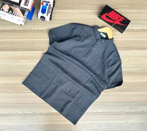 Dark Gray Polo Collar T Shirt. Simple and Classic