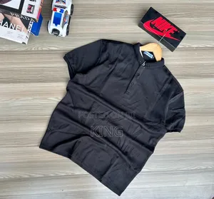 Lte Black Polo Collar T Shirt. Simple and Classic