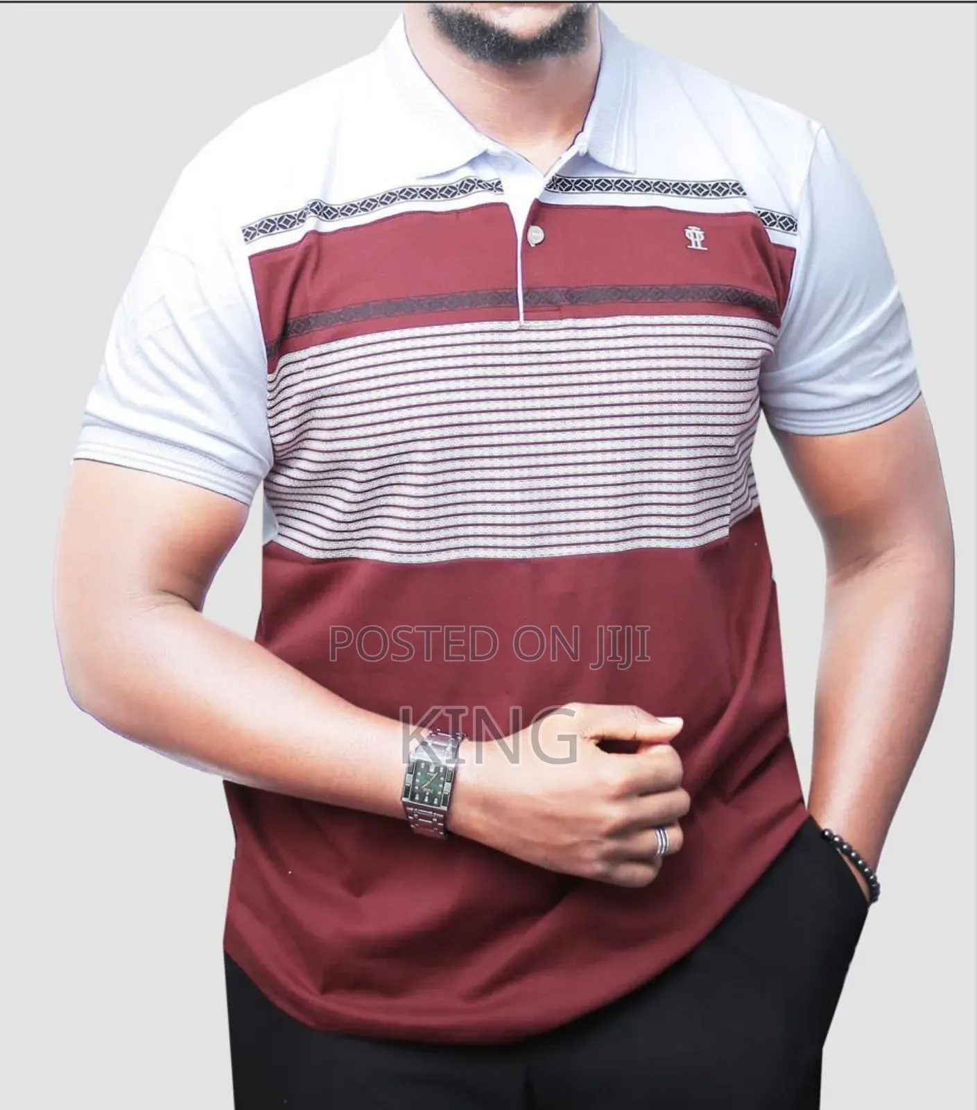 Red Stripes Collared T-Shirt Polo