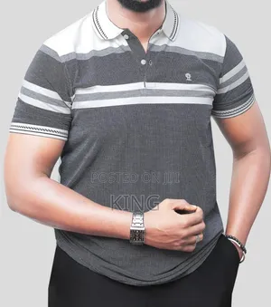 White -Grey Polo Collar T Shirt. Simple and Classic