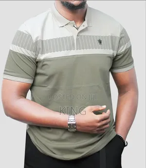 Olive Polo Collar T Shirt. Simple and Classic