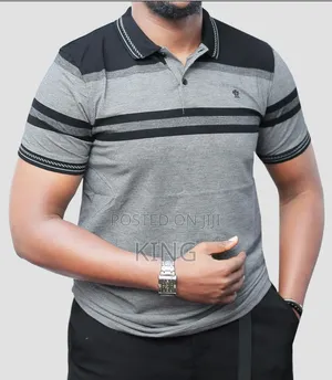 Vintage Stripes Polo Collar T Shirt. Simple and Classic