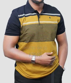 Mustard Stripes Polo T Shirt -