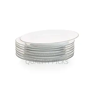 9 LNCH 6 Pieces of Black Line Plates, White.