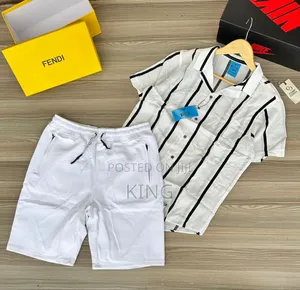 White Classic Trending Shirt and Short. 2in1