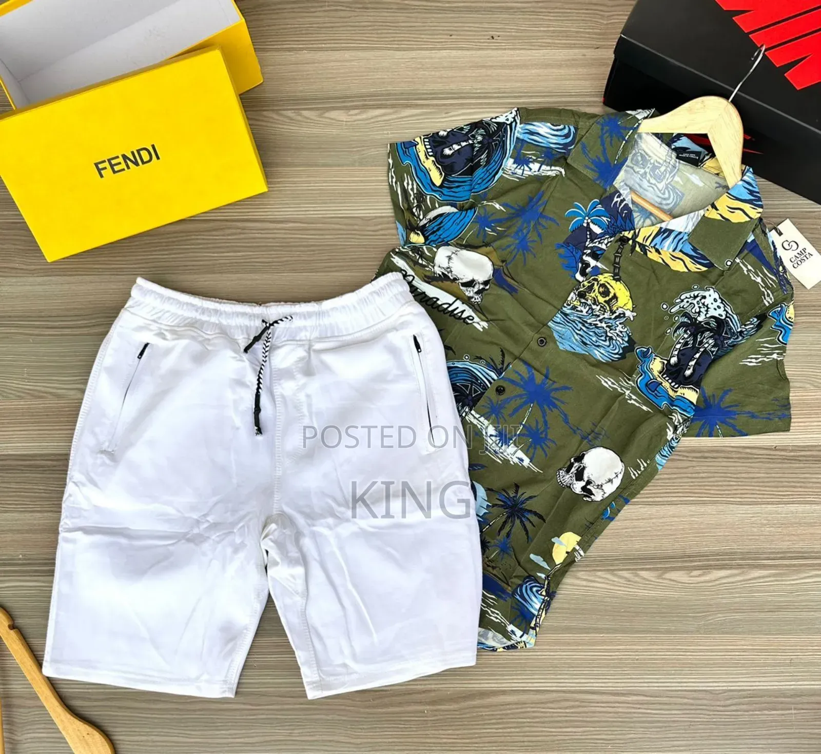 Green White Shirt and Short. 2in1