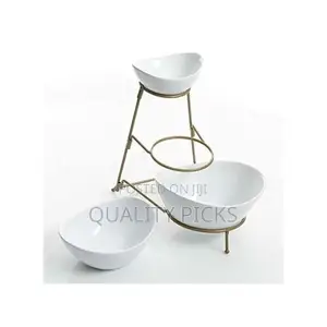 3 Tier Serving Bowls, Dishes With Gold Stand
