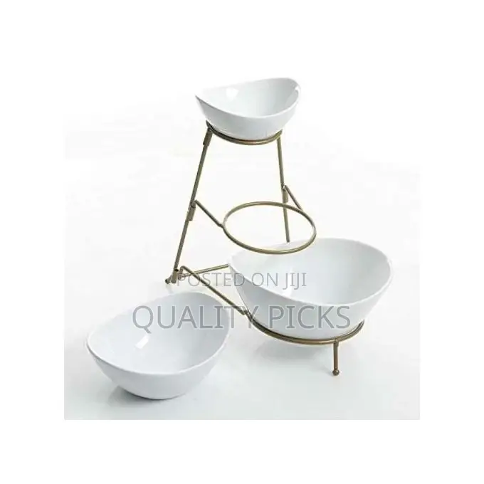 3 Tier Serving Bowls, Dishes With Gold Stand
