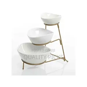 3 Tier Serving Bowls, Dishes With Gold Stand