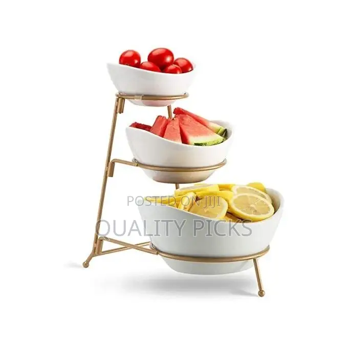 3 Tier Serving Bowls, Dishes With Gold Stand