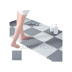 4pcs Interlocking Non Slip Bathroom Floor Tiles Rubber Mat