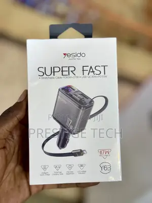 Yesido Super Fast Car Charger With Inbuilt Cables 117W