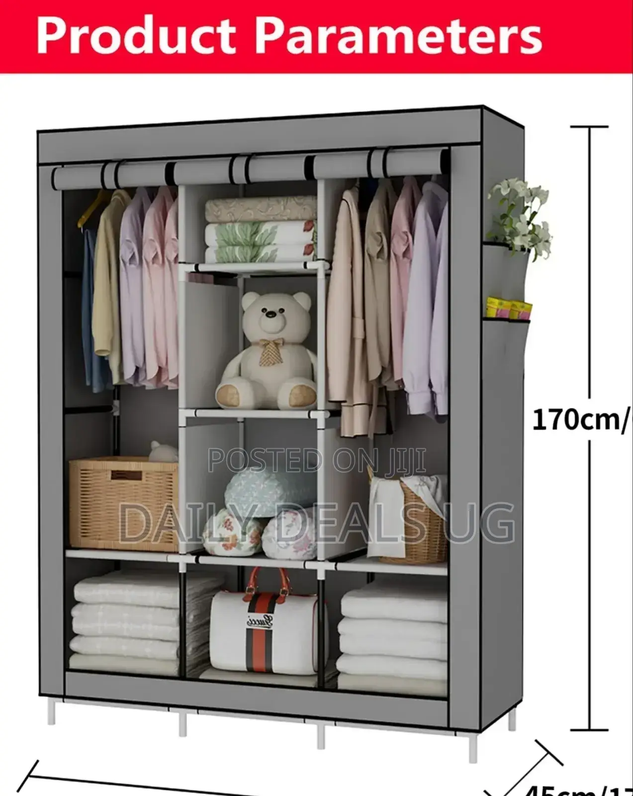 Grey Portable Wardrobe