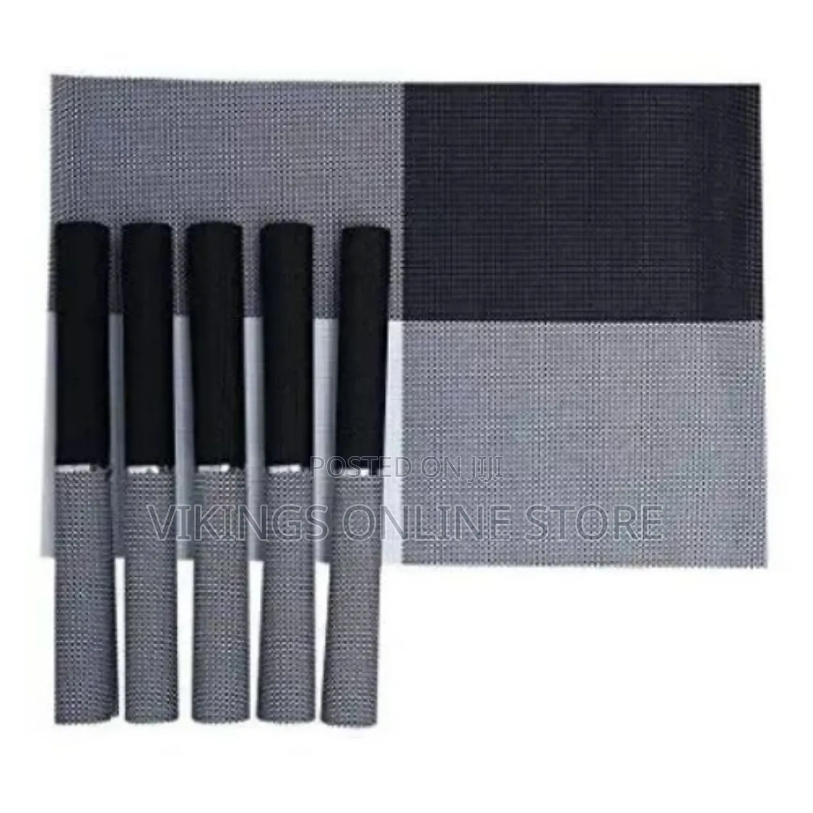 6 Pieces of Placemats Table Mats With a Runner - Black