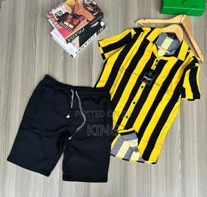 Mustard Black Shirt and Shorts. 2in1