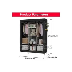3 Column Cloth Frame Portable Wardrobe Storage - Multicolor
