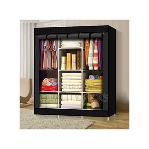 3 Column Cloth Frame Portable Wardrobe Storage - Multicolor