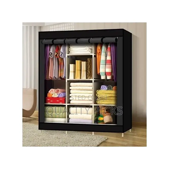 3 Column Cloth Frame Portable Wardrobe Storage - Multicolor