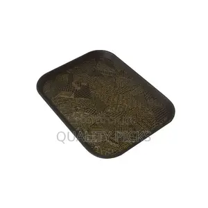 3 Piece Non Slide Rubber Serving Trays-Black