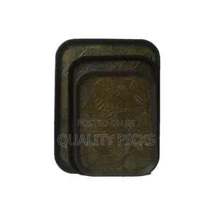 3 Piece Non Slide Rubber Serving Trays-Black