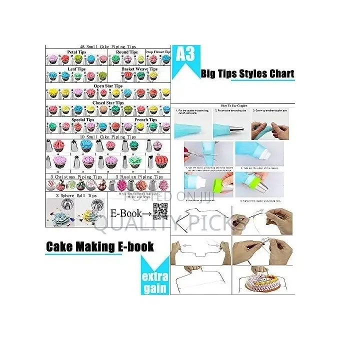 288 Pieces of Cake Baking,Decorating Kit Set, Blue.