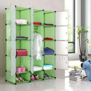 Plastic Frame Portable Wardrobe - Green - Not Assembled