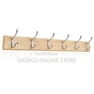 Wall Mounted Rack/Towel Holder 6 Hooks - Brown