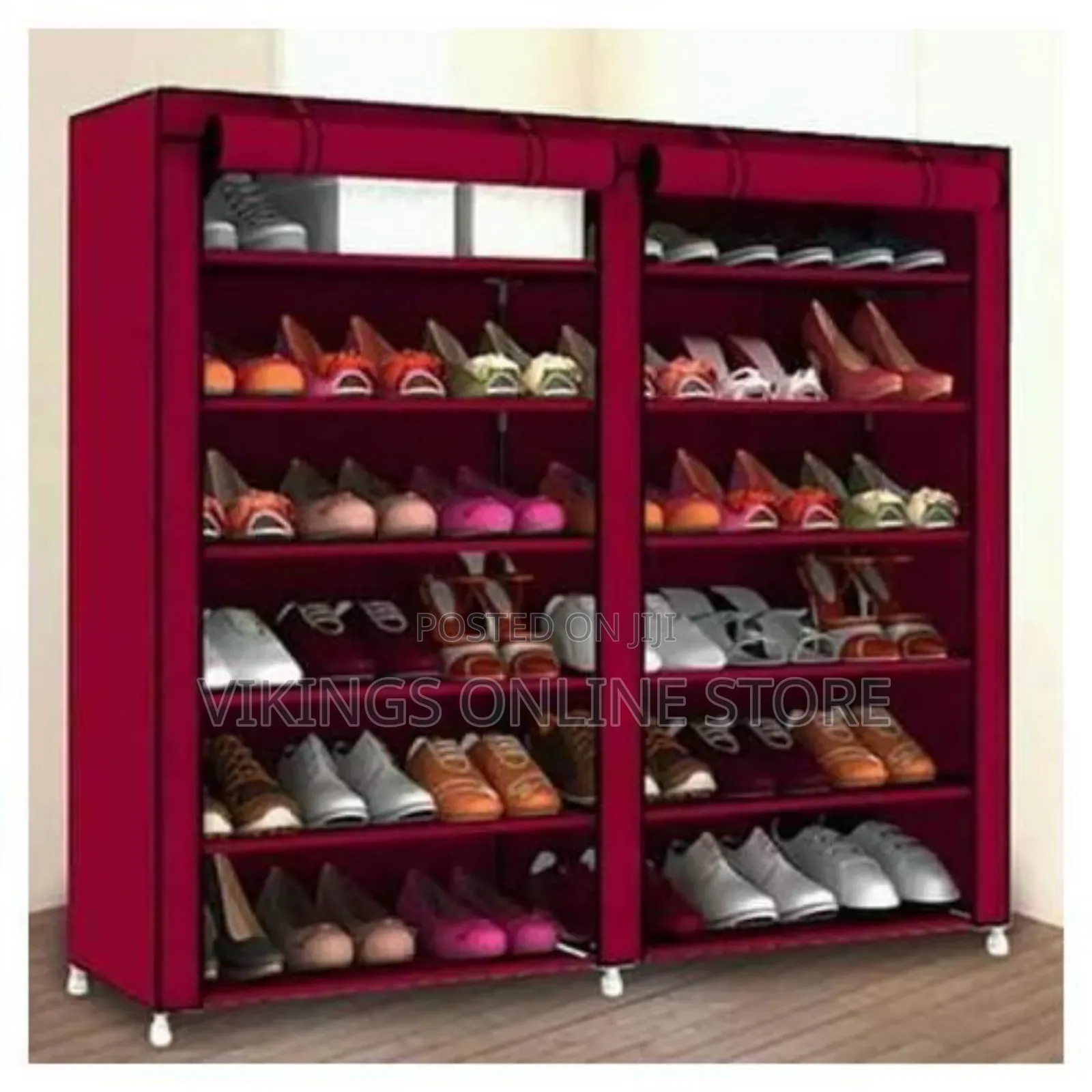 Steel Framed Shoe Rack - Maroon