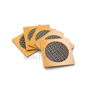 Bamboo 6 Piece Bamboo Mug/Glass Cover Coasters -Brown