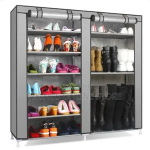 Steel Framed Shoe Rack - Grey