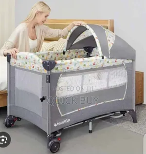 Adjustable Deluxe 5in 1 Travel Cot Baby Bassinet, Foldable