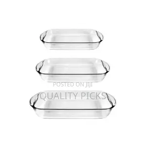 Pyrex 3 Piece Rectangle Glass Bakeware Dishes Oven Bowls
