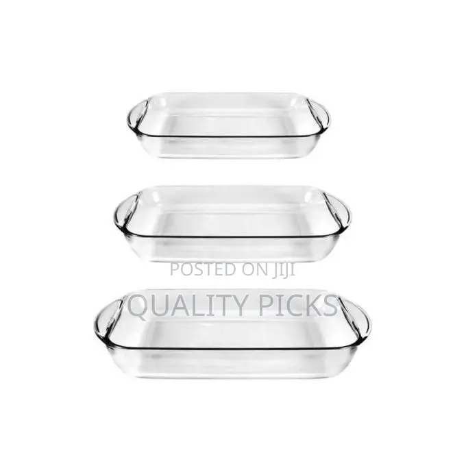 Pyrex 3 Piece Rectangle Glass Bakeware Dishes Oven Bowls