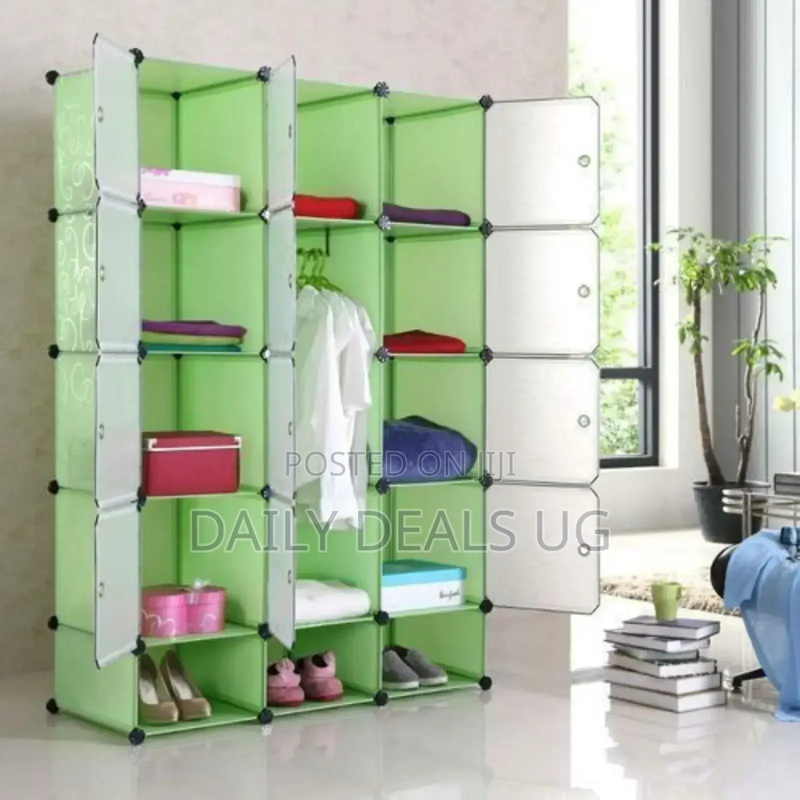 Green Plastic Clothes Wardrobe