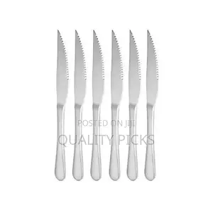 6 Pieces of Table Steak Knives Cutlery Set, Silver.