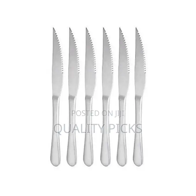 6 Pieces of Table Steak Knives Cutlery Set, Silver.