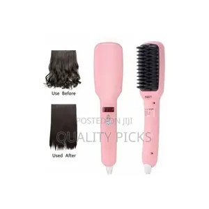 Ionic Hair Straightener Brush Comb 2 in 1 PTC Heating