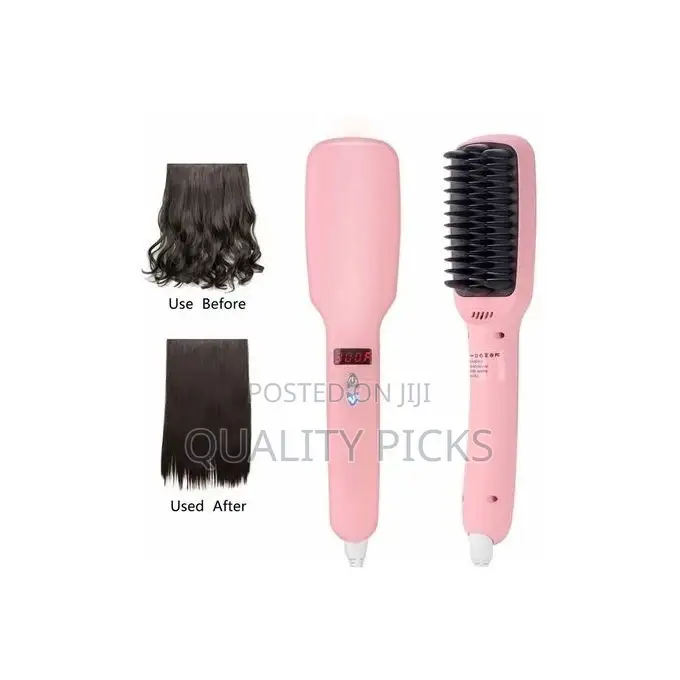 Ionic Hair Straightener Brush Comb 2 in 1 PTC Heating