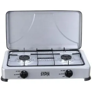 Winning Star 2 Burner Gas Cooking Stove With Lid-Grey