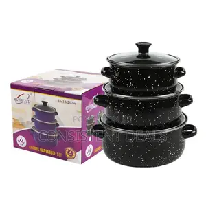 3pcs Enamel Casserole Startin Coookware Pots