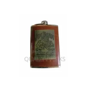 9 Oz Stainless Steel Leather Whisky Hip Flask