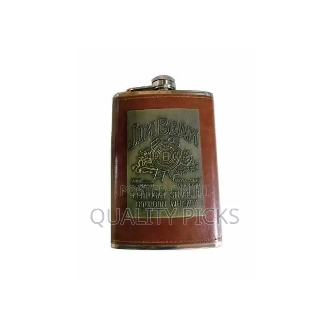 9 Oz Stainless Steel Leather Whisky Hip Flask