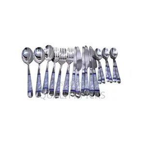 24 Piece Blue Flower Dinner Cutlery (Forks,Spoons Knives)