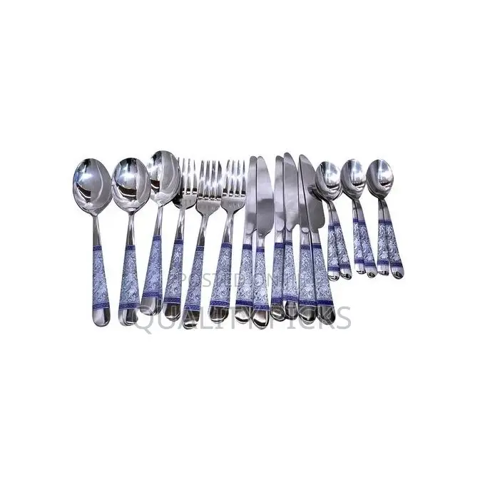24 Piece Blue Flower Dinner Cutlery (Forks,Spoons Knives)