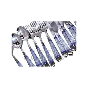 24 Piece Blue Flower Dinner Cutlery (Forks,Spoons Knives)