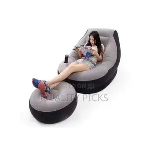 Intex Inflatable Flocking Air Chair With Footrest Blow Up
