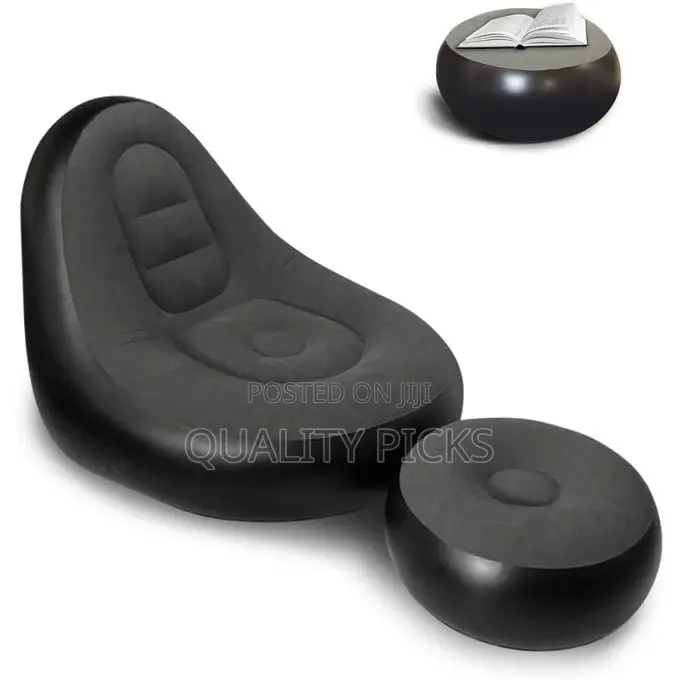 Intex Inflatable Flocking Air Chair With Footrest Blow Up