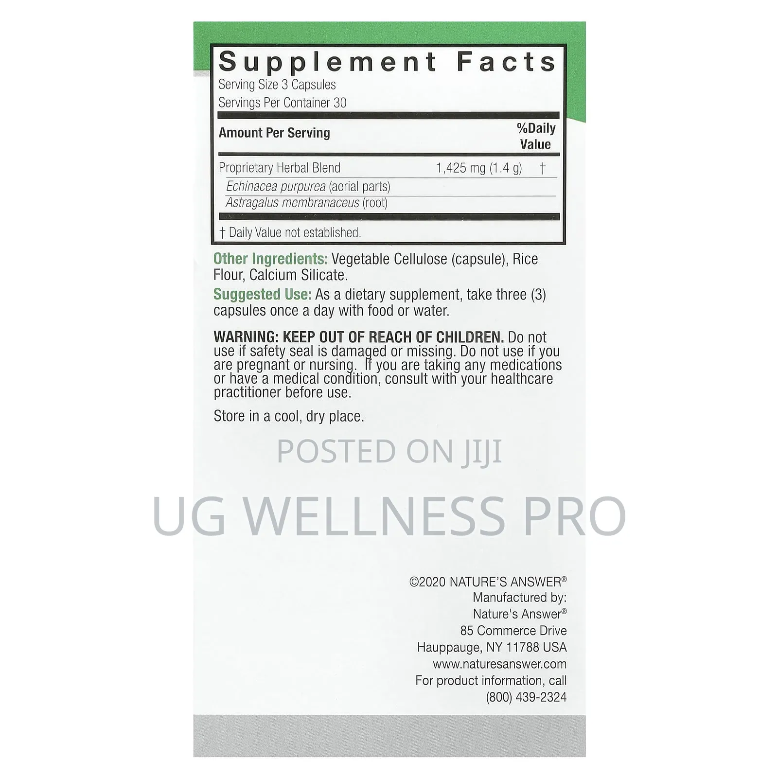 Nature's Answer, Echinacea Astragalus, 90 Vegetarian Caps