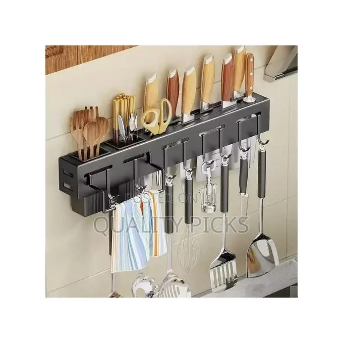 Wall Mount Knife Holder Towel Hanger Cutlery Holder