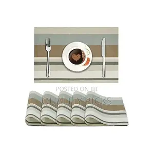 6 PCS Table Mats With a Runner - Grey